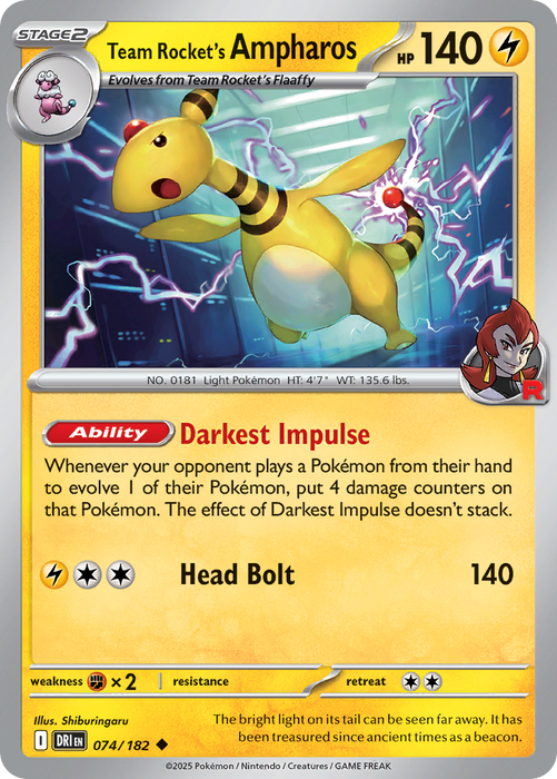 Team Rocket's Ampharos - 74/182