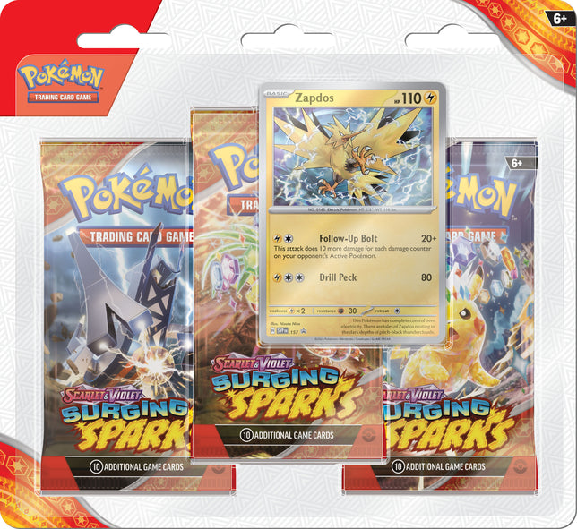 Pokemon TCG: Scarlet & Violet - Surging Sparks - 3-Pack Blister